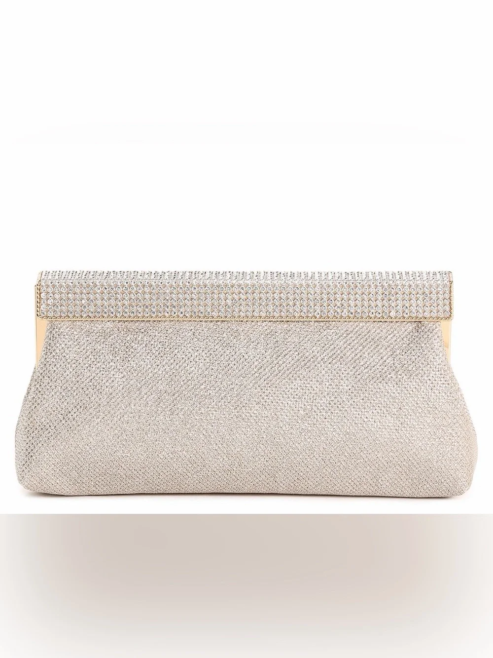 Nina Evening Elegant Rhinestone Trim Metallic Clutch Bag